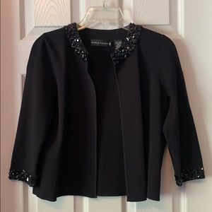 Dana Buchman Black Beaded Trim Cardigan